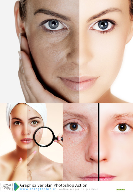 اکشن جدید روتوش صورت و پوست فتوشاپ گرافیک ریور-Graphicriver Skin Photoshop Action